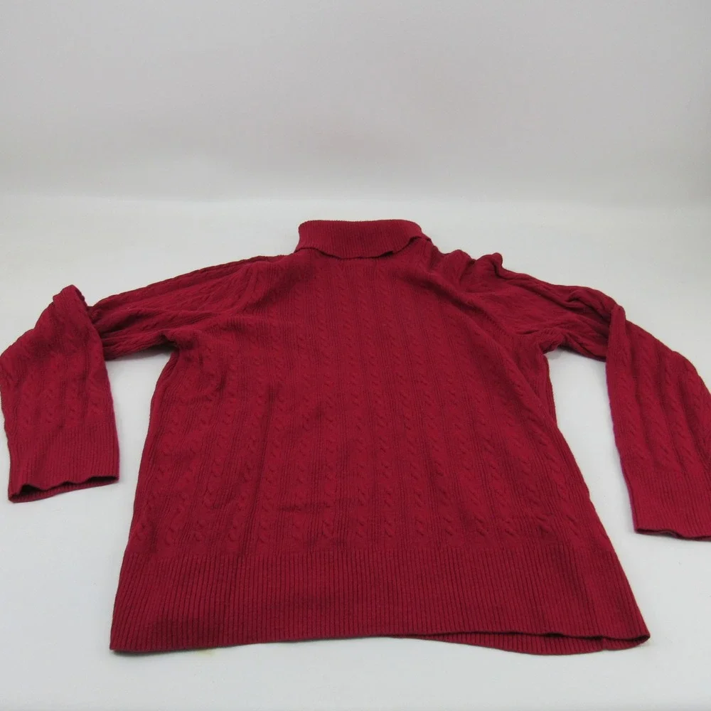 Sonoma Womans Turtleneck Sweater Cable Knit Pullover Cotton Blend‎ 1X Red